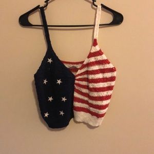 AE red white and blue crop top